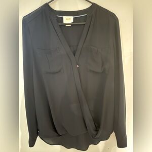 Maeve Anthropologie Top Shirt Navy Blue Long Sleeve [Size 4]